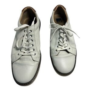 J&M Men's White Leather Lace Up Casual Comfort Sneakers Summer Shoes Size 11M‎